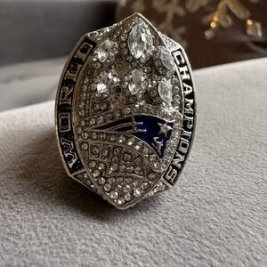 Fun Fashion Patriots World Champions Ring Silver and Blue Ring Size 10